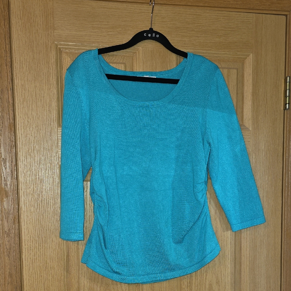 Notations Turquoise Knit Top‎